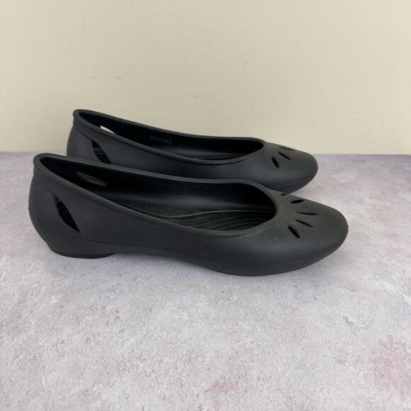 Crocs Kelli Flats Black Womens Sz 9 Slip On Ballet Shoes - Picture 4 of 11